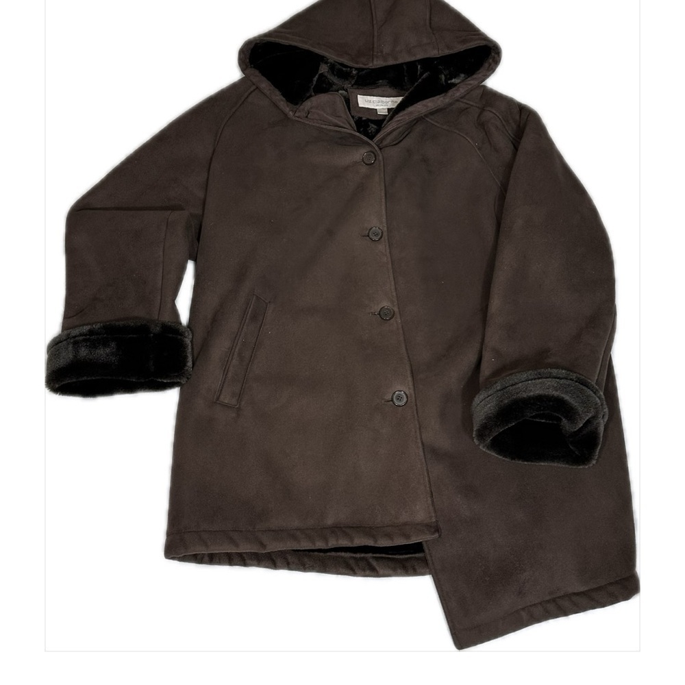 Liz Claiborne Shearling Womans 1X, Suede look & feel, Fur look & feel. Coco BRWN - Picture 10 of 11